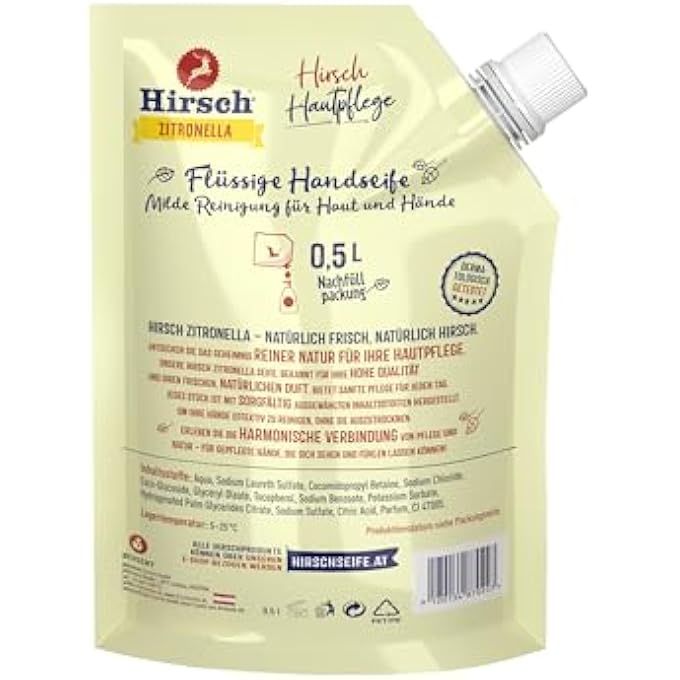 Hirsch ZITRONELLA LIQUID HAND SOAP REFILL - 500 ML - Image 3